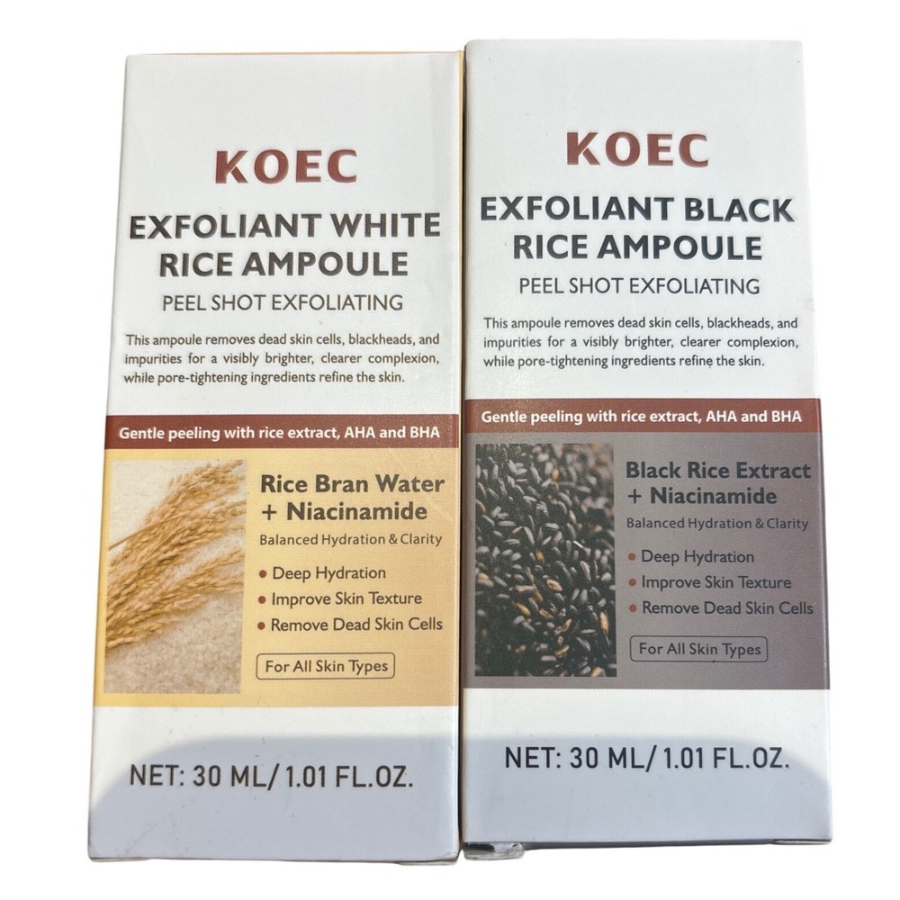 Exfoliant White & Black Rice Ampoule KOEC Unisex 30ml White Black NEW